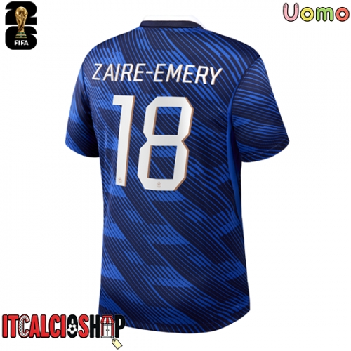 Francia Warren Zaire-Emery #18 Prima Maglia Mondiali 2026 Manica Corta